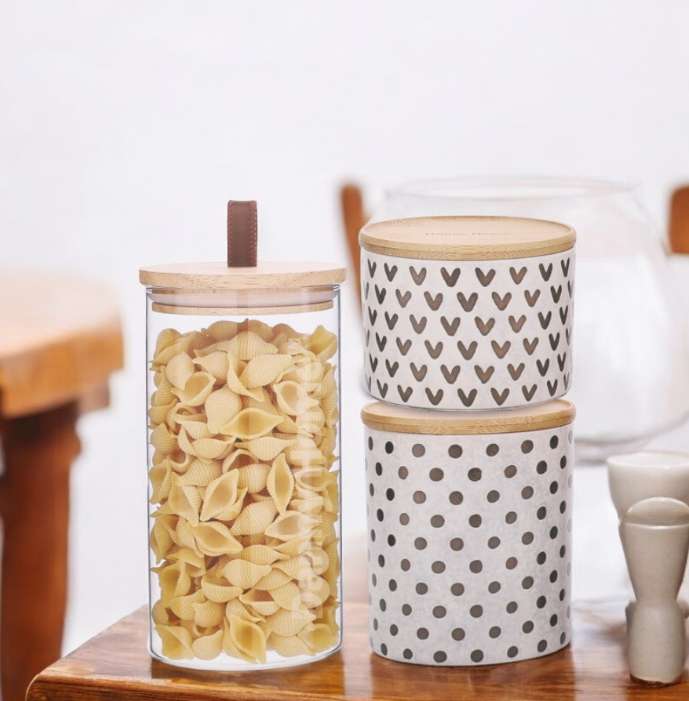 Danny home Glass and Ceramic Food Storage Jar - 3 Pieces