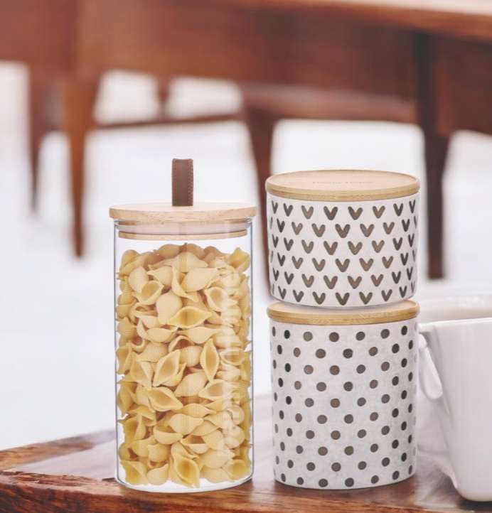 Danny home Glass and Ceramic Food Storage Jar - 3 Pieces