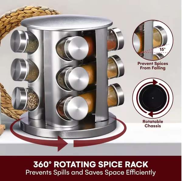 12 Piece Revolving Spice Rack Set