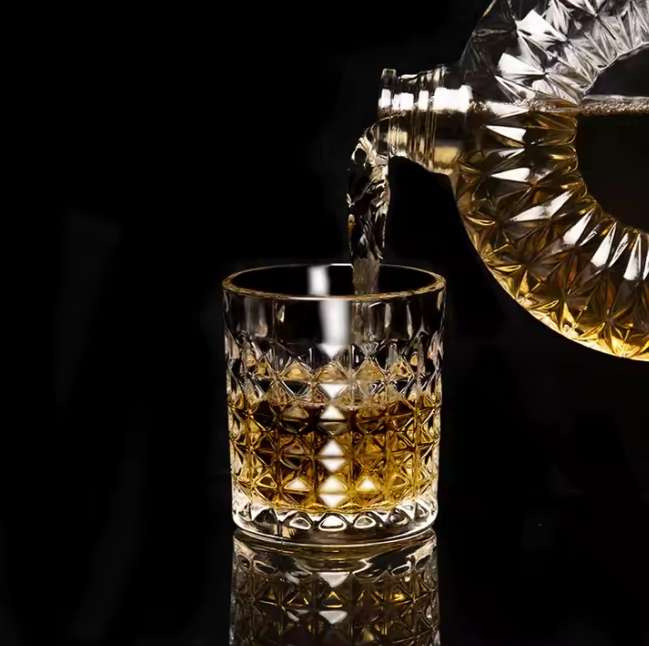 Extra Thick Bottom Crystal Diamond Cheap Whiskey Glass  pack 6 pcs