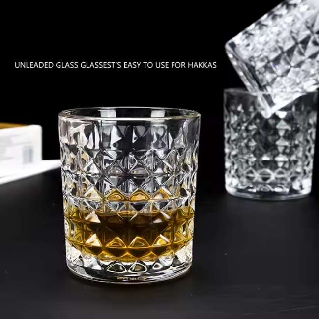 Extra Thick Bottom Crystal Diamond Cheap Whiskey Glass  pack 6 pcs