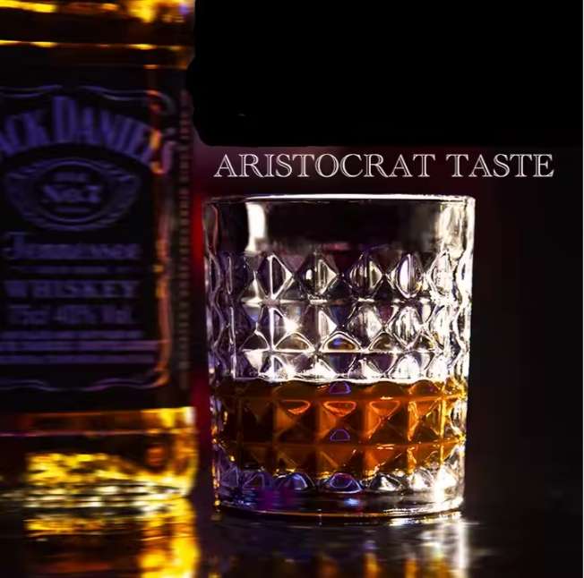 Extra Thick Bottom Crystal Diamond Cheap Whiskey Glass  pack 6 pcs