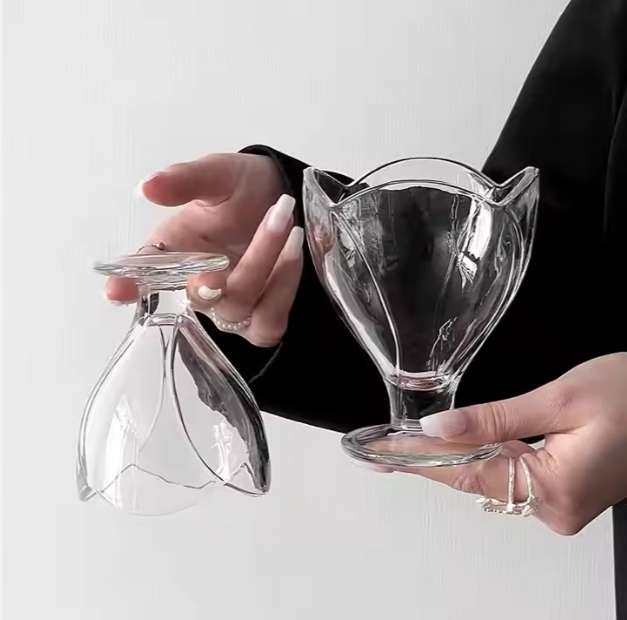 Petal glass creative summer cold drink cup  pack 6 pcs