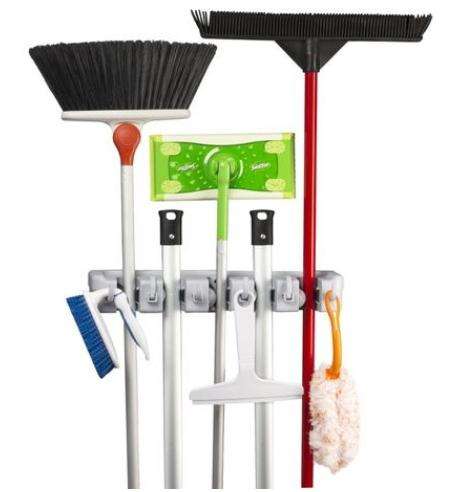 Mop Broom & Sports Equipment Organizer Wall Mount