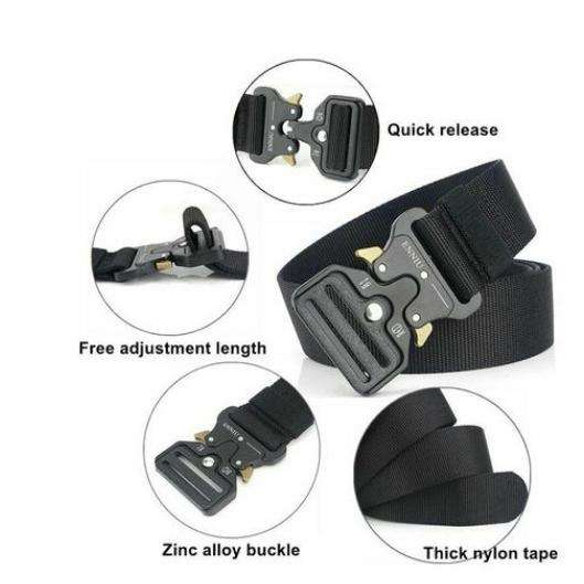 Tactical Nylon Waist Belt Army Quick Release Buckle Belt-Black