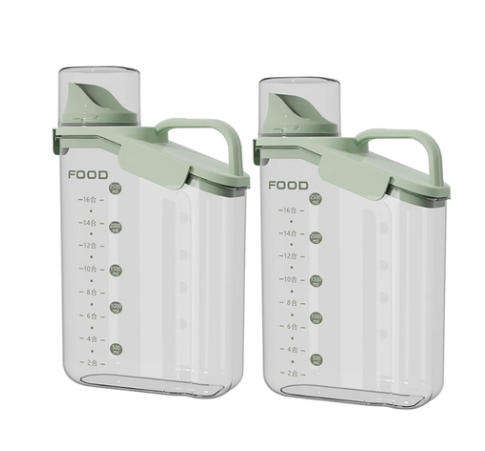 2-Pack Airtight Food Storage Containers with Measuring Cups (Lids)