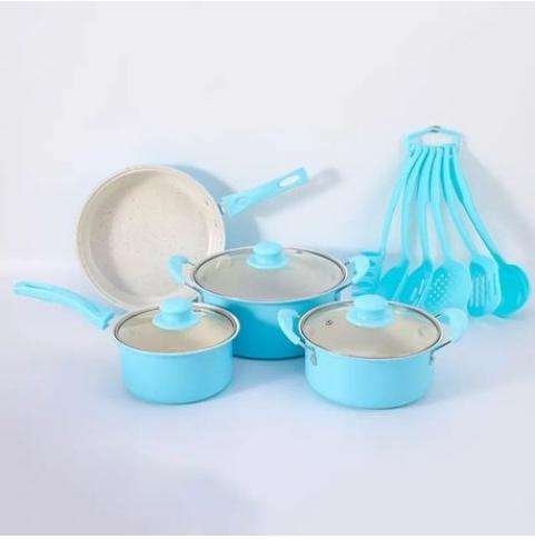 Non-Stick Cookware Set - Blue - 13 Piece