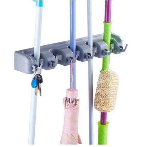 Mop Broom & Sports Equipment Organizer Wall Mount