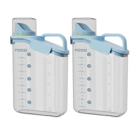 2-Pack Airtight Food Storage Containers with Measuring Cups (Lids)