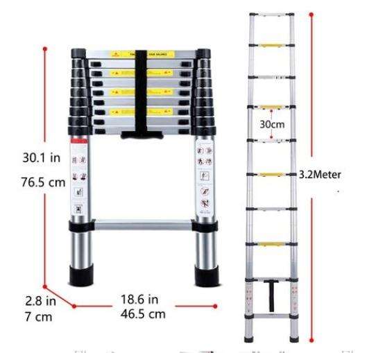 Various Sizes Telescoping Aluminum Extension Ladder for Outdoor Indoor Use