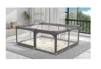 Baby Playpen Activity Center Set With Mat -Grey