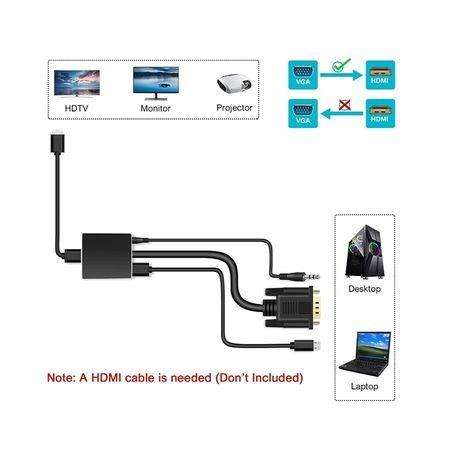VGA to HDMI Adapter with Audio, HDTV