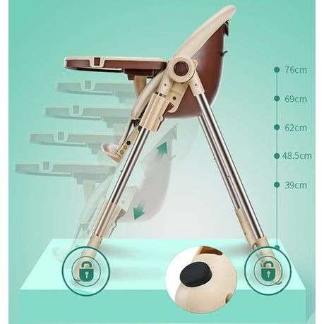 Portable Foldable Baby Feeding High Chair - Brown