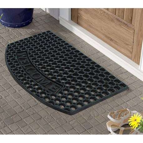 Anti-Slip Durable Heavy Duty Rubber Welcome Doormat: Black (80x50cm)