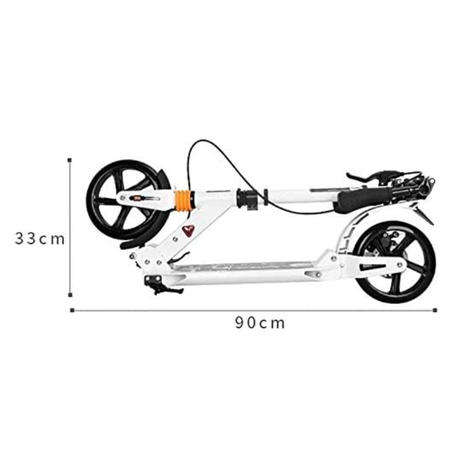 White Commuter Non-Electric Kick Scooter Easy-Folding with Big Wheels