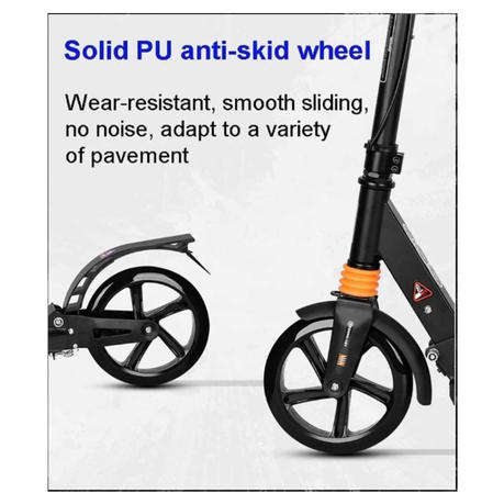 White Commuter Non-Electric Kick Scooter Easy-Folding with Big Wheels