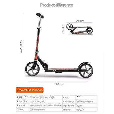Folding Aluminum Adult Kick Scooter Two Big Wheel Street Scooter
