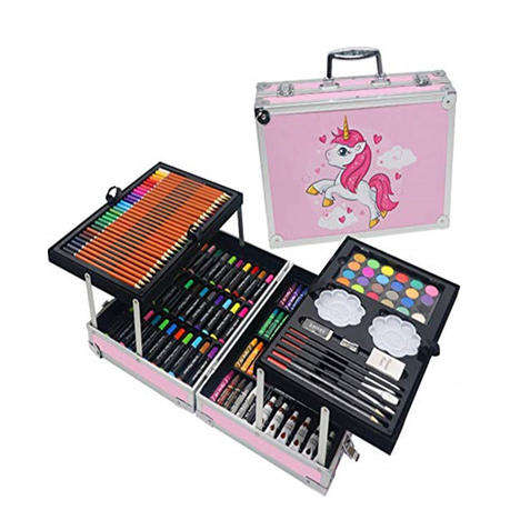 145Pc Unicorn Kids Painting and Drawing Art Set With Aluminum Case