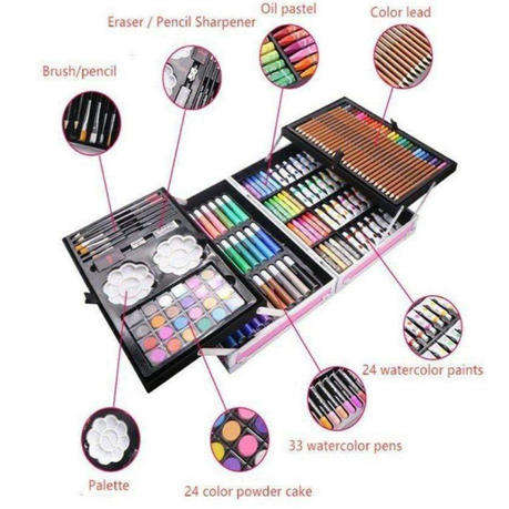 145Pc Unicorn Kids Painting and Drawing Art Set With Aluminum Case