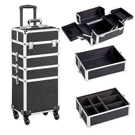 4 In 1 Professional Makeup Aluminium Portable Cosmetics Travel Case