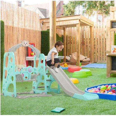 Kids 3-in-1 Swing and Slide Set