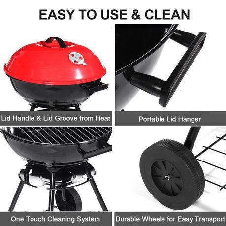 Large Outdoor Kettle Charcoal Grill BBQ Braai with Wheels (57cm)