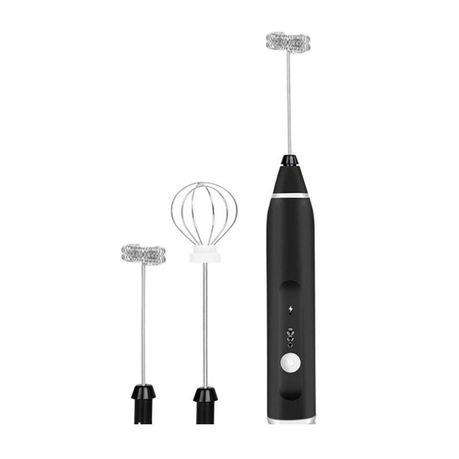 Electric Milk Frother Stainless Steel Handheld Coffee Foam Mixer Black