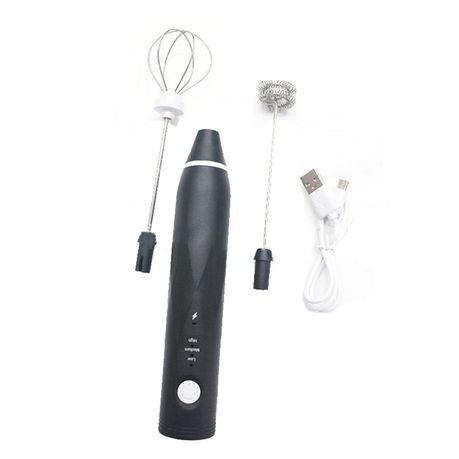 Electric Milk Frother Stainless Steel Handheld Coffee Foam Mixer Black