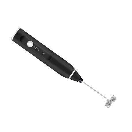 Electric Milk Frother Stainless Steel Handheld Coffee Foam Mixer Black