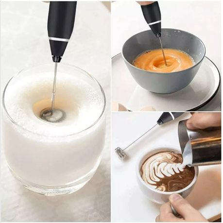 Electric Milk Frother Stainless Steel Handheld Coffee Foam Mixer Black