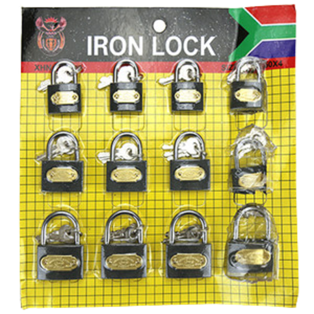 Padlock Steel Iron Lock Set of 12 Pieces