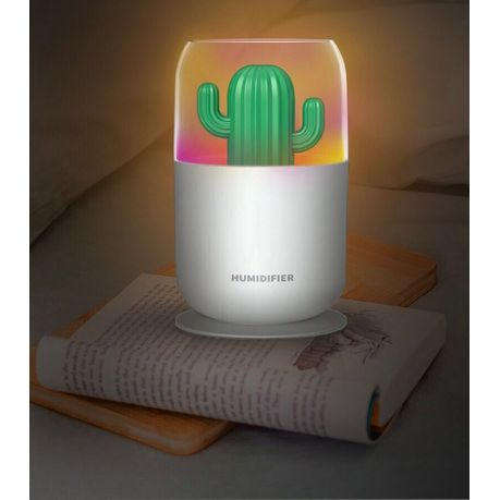 USB Mini Ultrasonic Cactus Plant Air Humidifier With Night Light 300ml