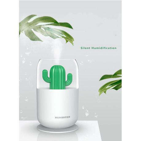 USB Mini Ultrasonic Cactus Plant Air Humidifier With Night Light 300ml