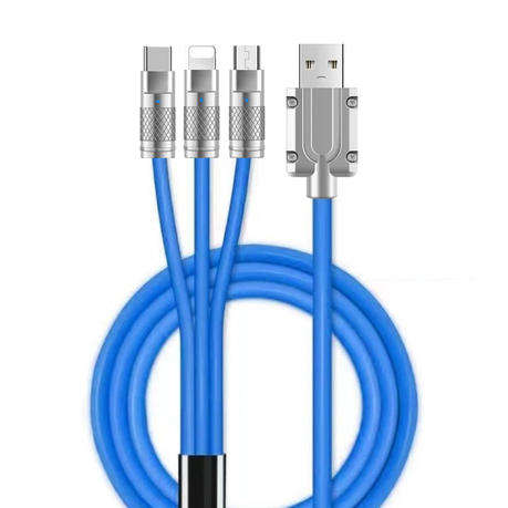 3-In-1 Soft Silicone LED USB Charging Cable Thick Cable - 6