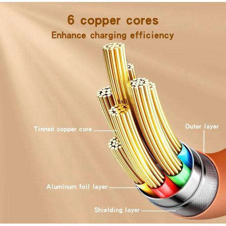3-In-1 Soft Silicone LED USB Charging Cable Thick Cable - 6