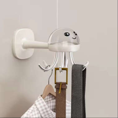 No Drilling Kitchen Rotating Hook Wall Shelf Adhesive Strong Nail Free Spatula Hanging Rack