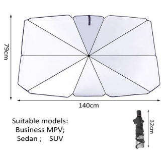 2 x Car Windshield Sun Shade Foldable Umbrella