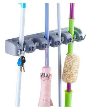Mop Broom & Sports Equipment Organizer Wall Mount