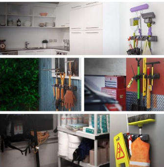 Mop Broom Holder Wall Mounted Tool Organizer Storage Rack