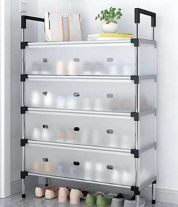 Small Shoe Rack Lightweight Dust Storage Shelf, Easy to Assemble, Stackable Shoe Cabinet