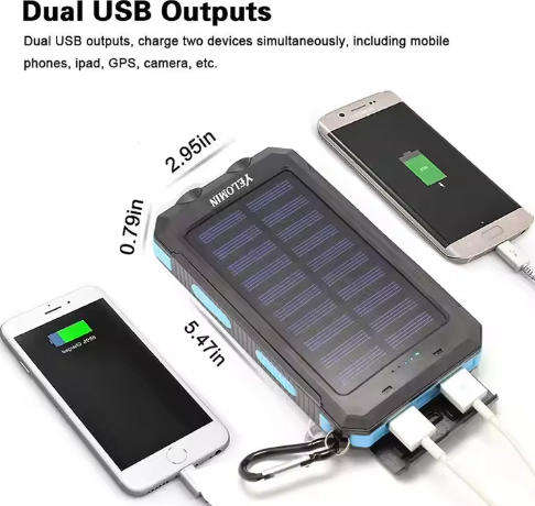 20000mah Solar Power Bank Outdoor Portable Power Bank Cell Phone Power Bank Charger for Mobile Phone
