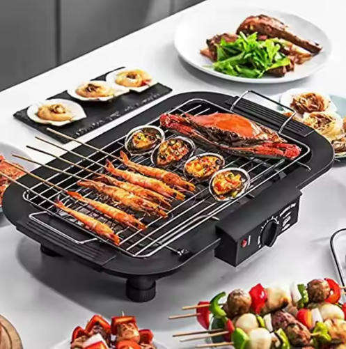Portable Electric Barbecue Grill  Smokeless, Adjustable Temperature, Non-Stick Surface