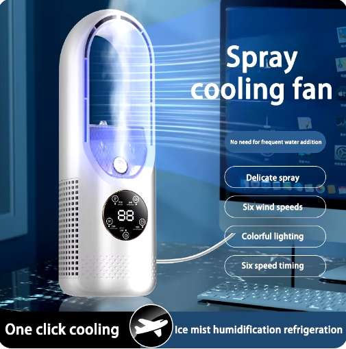 portable air conditioner electric fan USB cooler blade less 6 speeds silent timed air condition