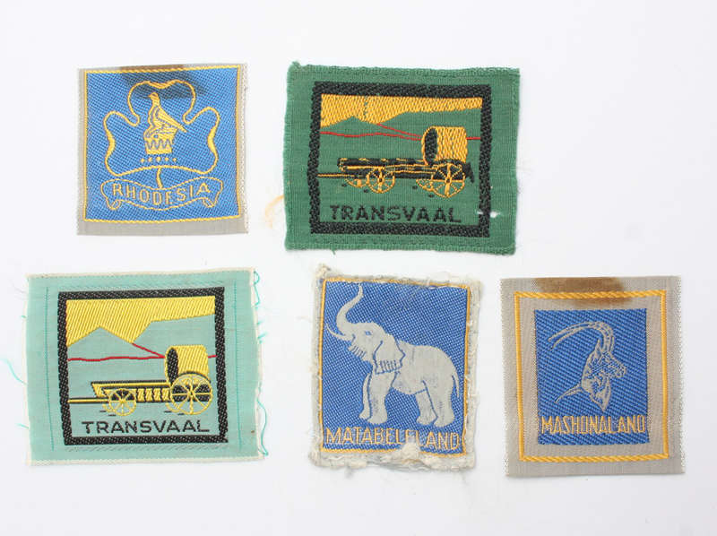 Scout badge x 5 - Rhodesia, Transvaal, Matabeleland and Mashonaland