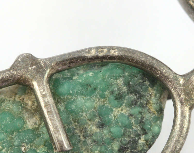 Opal Aquamarine Malachite Sterling Silver Pendant