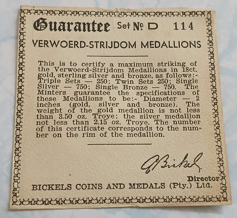 Verwoerd - Strijdom Medallion - limited edition