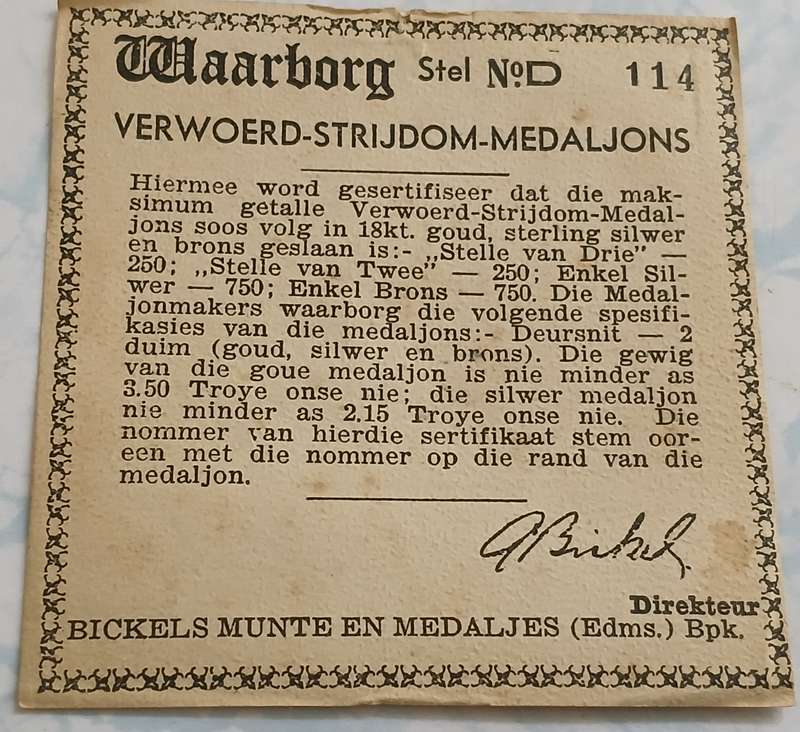 Verwoerd - Strijdom Medallion - limited edition