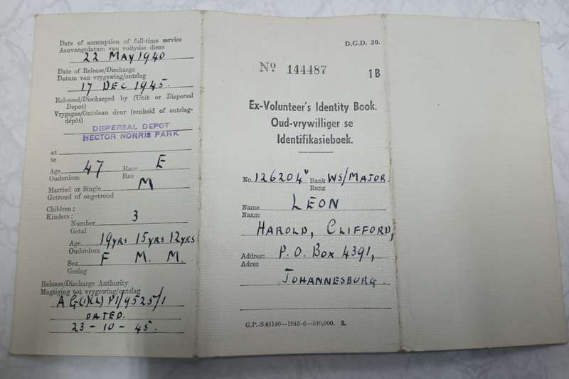 WW2 Ex-Volunteer Identity Book 1945