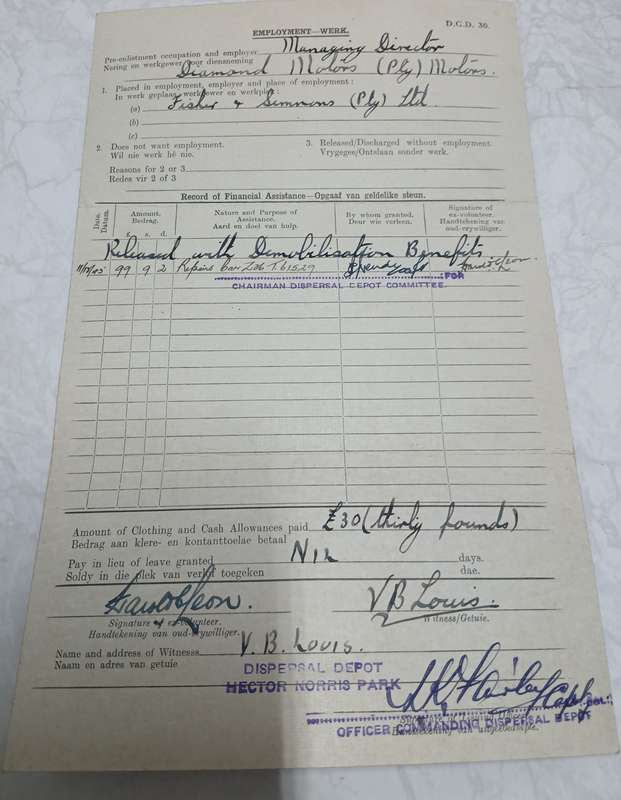 WW2 Ex-Volunteer Identity Book 1945