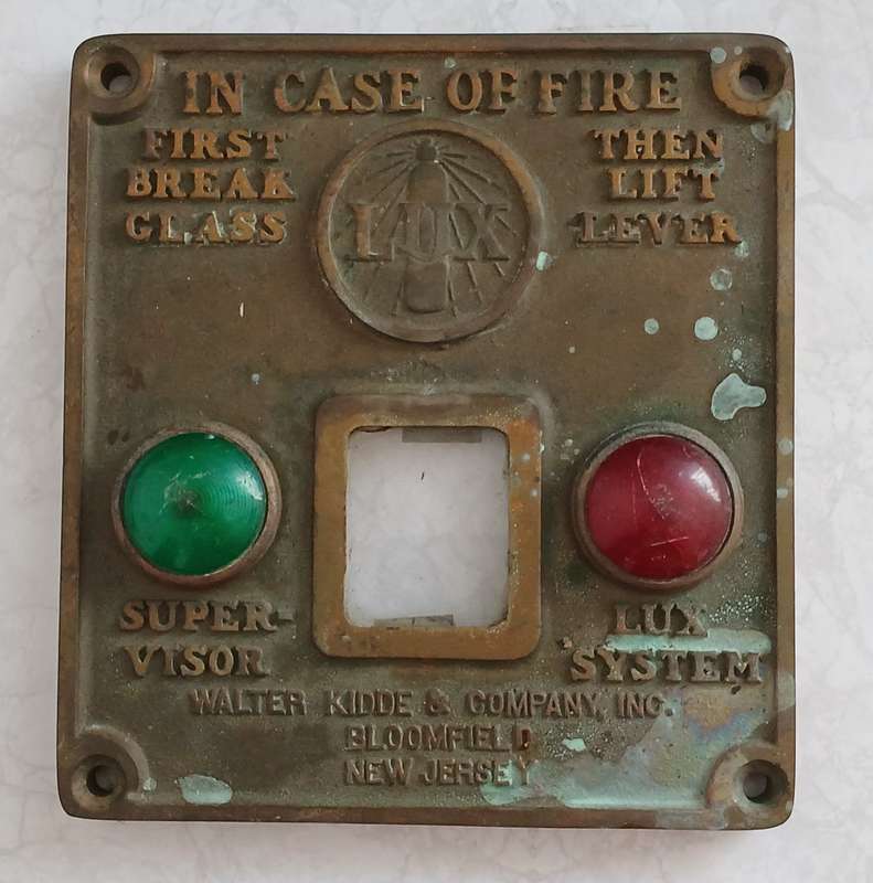 Lux Fire Alarm Panel - Vintage - Brass